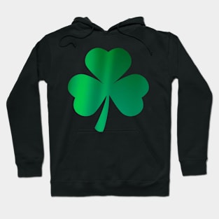 St Patricks Day, Green Metallic 3 Leaf Clover Hoodie